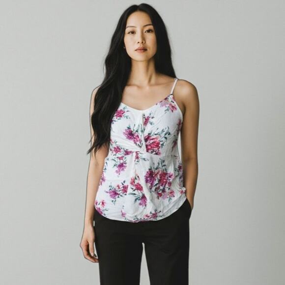 Staccato Large White Pink Floral Tank Top Blouse - Picture 1 of 8